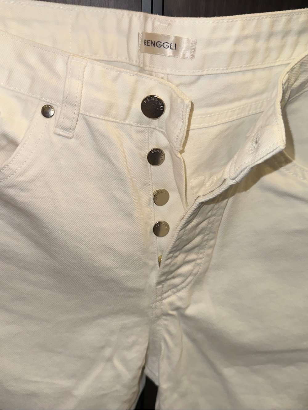 NWOT Renggli Straight Jean Bone Off-White Size 27 100% Cotton Rigid Denim - Picture 7 of 7